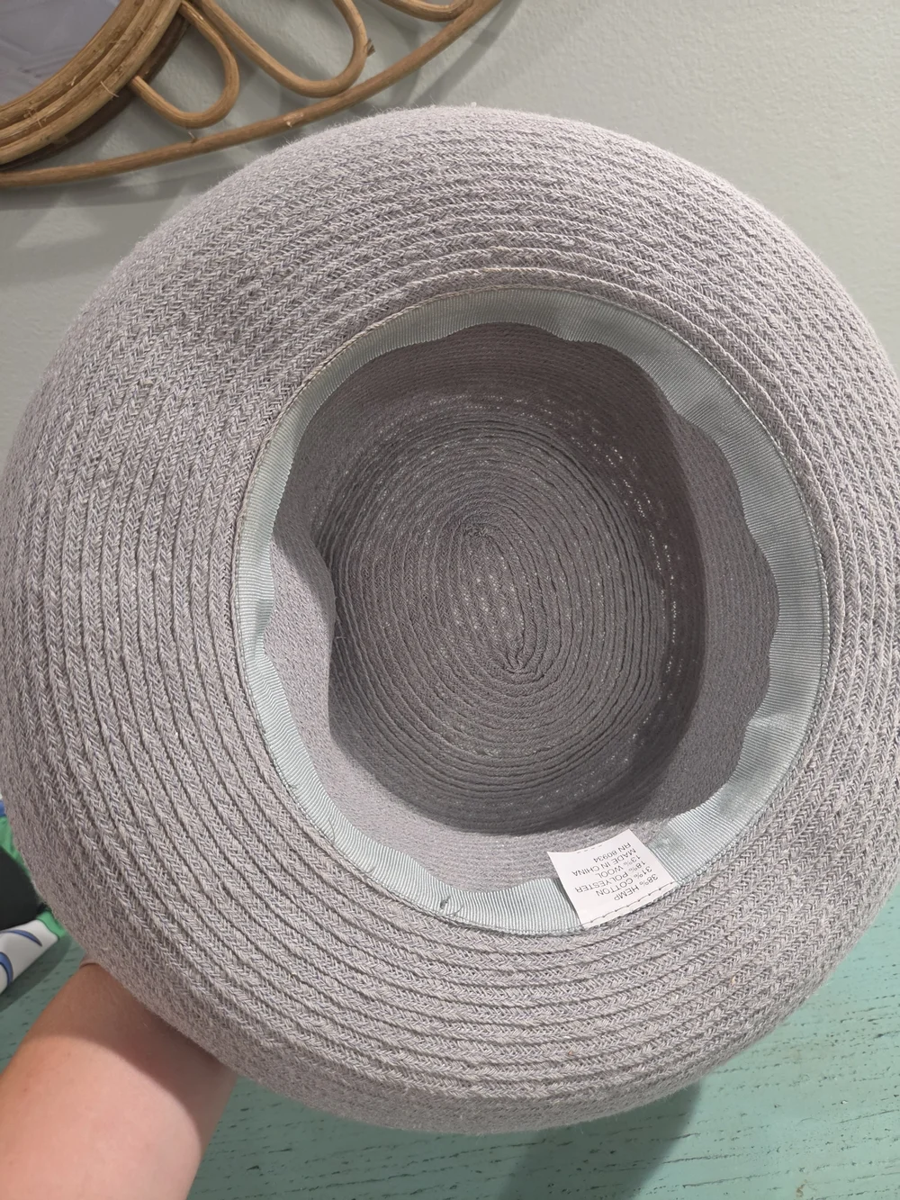 August Hats Gray Hemp Blend Plaid Band Boater Hat